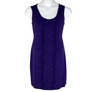 Calvin Klein NWT Womens 14 Purple Sleeveless Cascading Ruffles Dress Stretchy